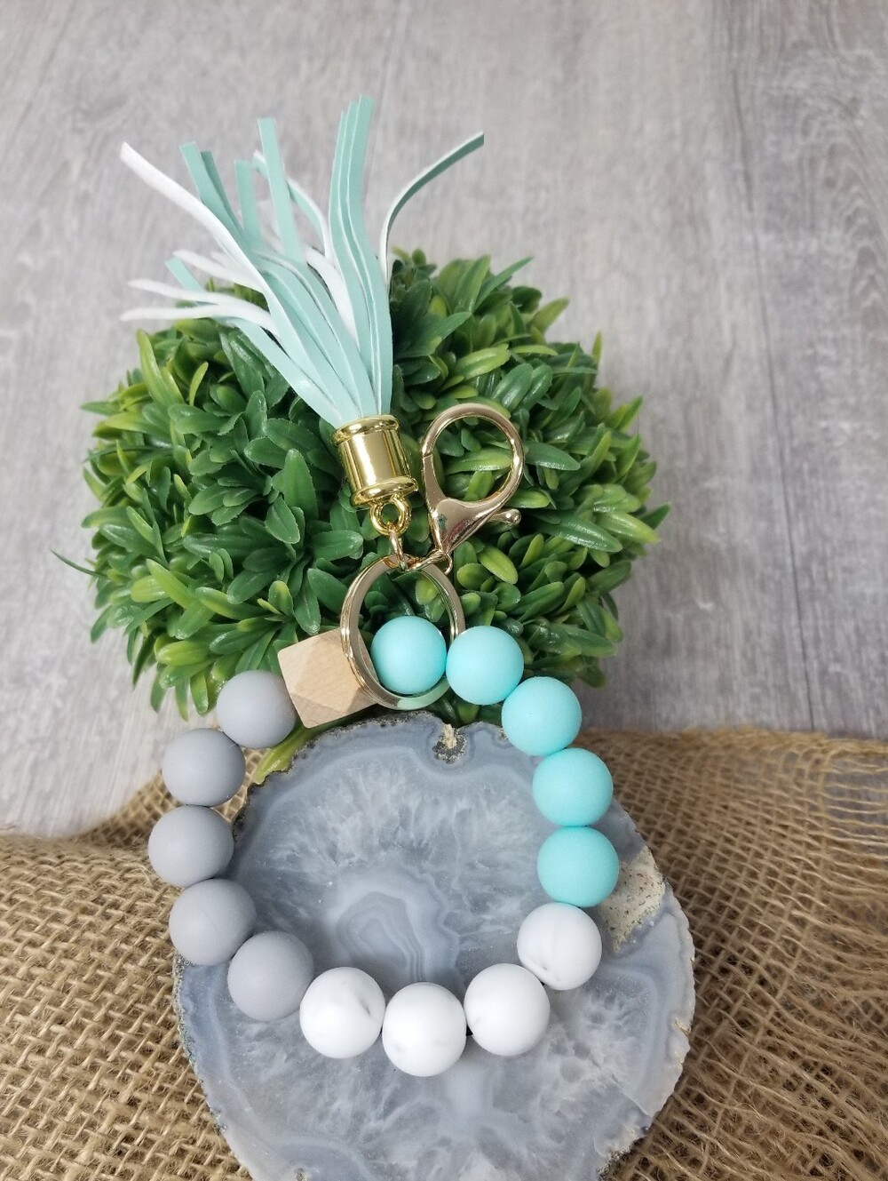 Silicone Beaded Wristlet Keychain